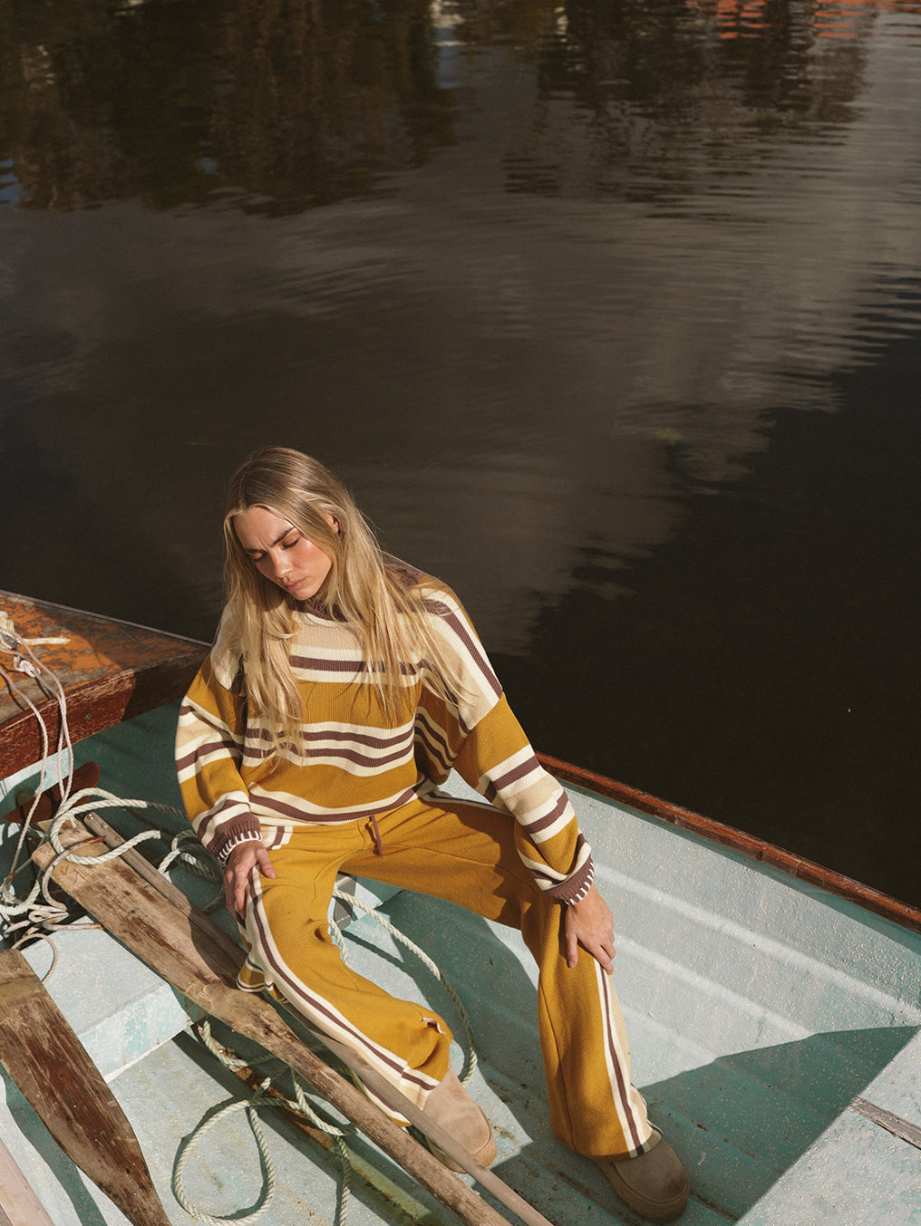 Ochre Stripe Knit Pant