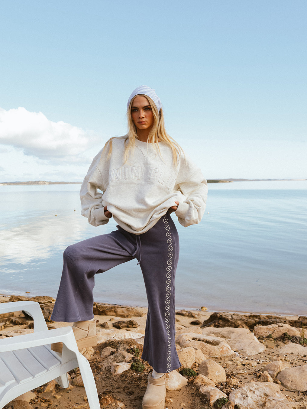 Waffle Navy Spiral Pant