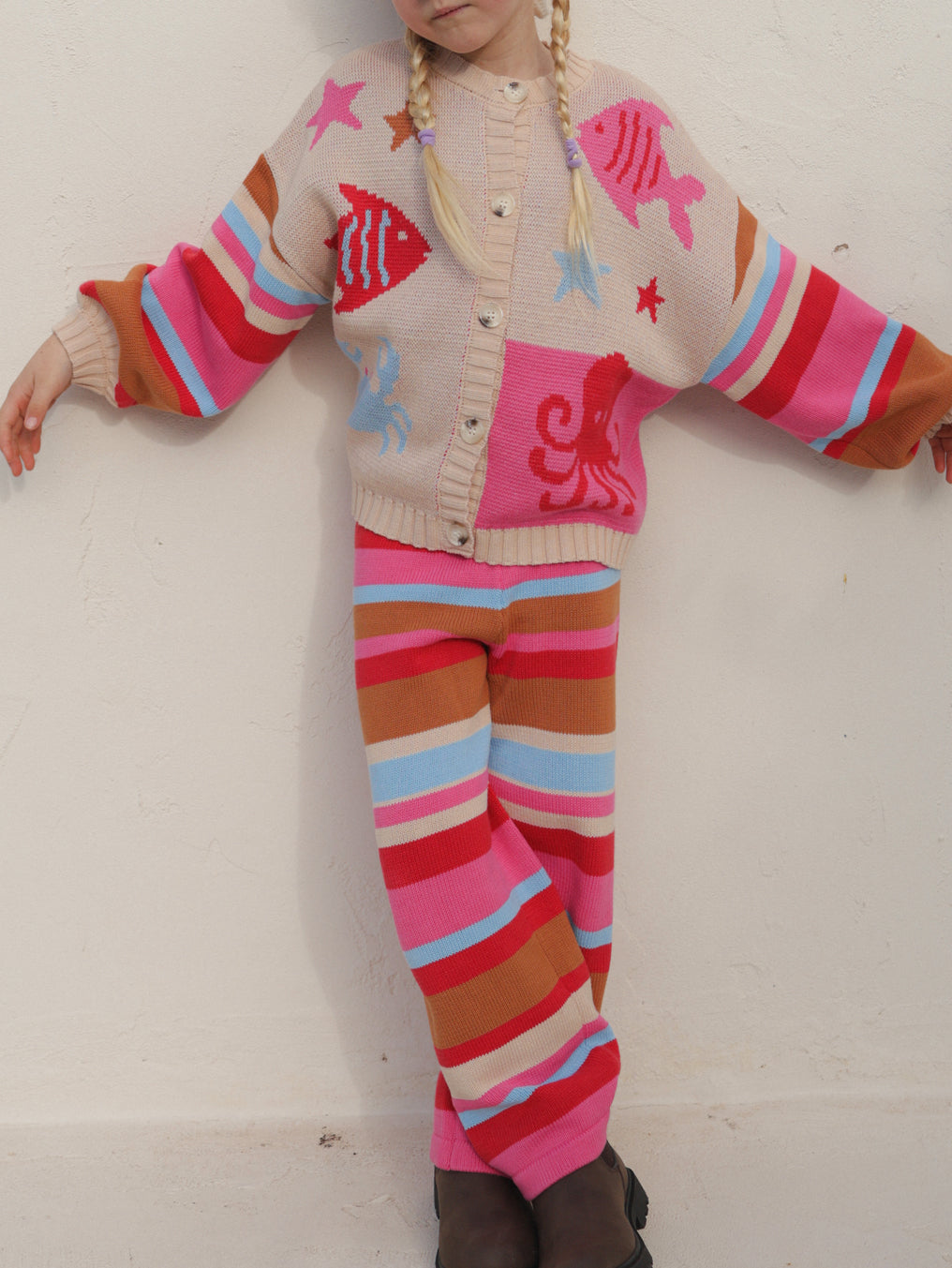 Coral Stripe Pants